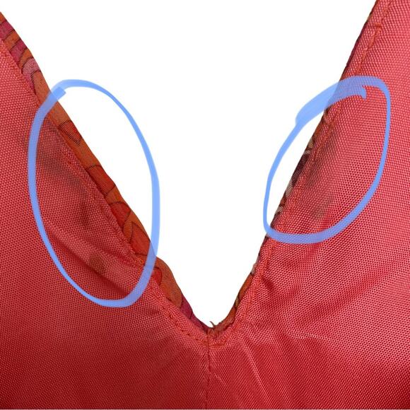 Jessica McClintock Gunne Sax Vintage 80's Red Paisley Floral V Neck Maxi Dress - Picture 11 of 11